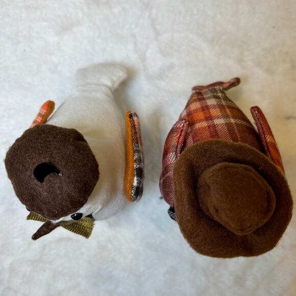 Fall Autumn Fabric Birds Plaid‎ Decor Set of 2 - Picture 6 of 10